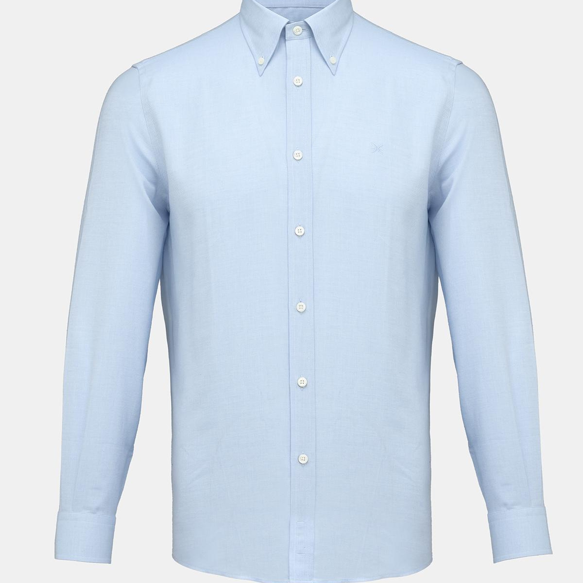 Erkek Mavi Cooper Fit Düğmeli Yaka Kaşmir Karışımlı Flannel Spor Gömlek