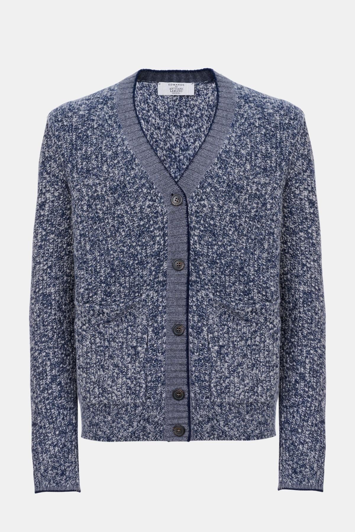  Erkek Mavi Düğmeli Kaşmir Hırka