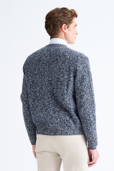  Erkek Mavi Düğmeli Kaşmir Hırka