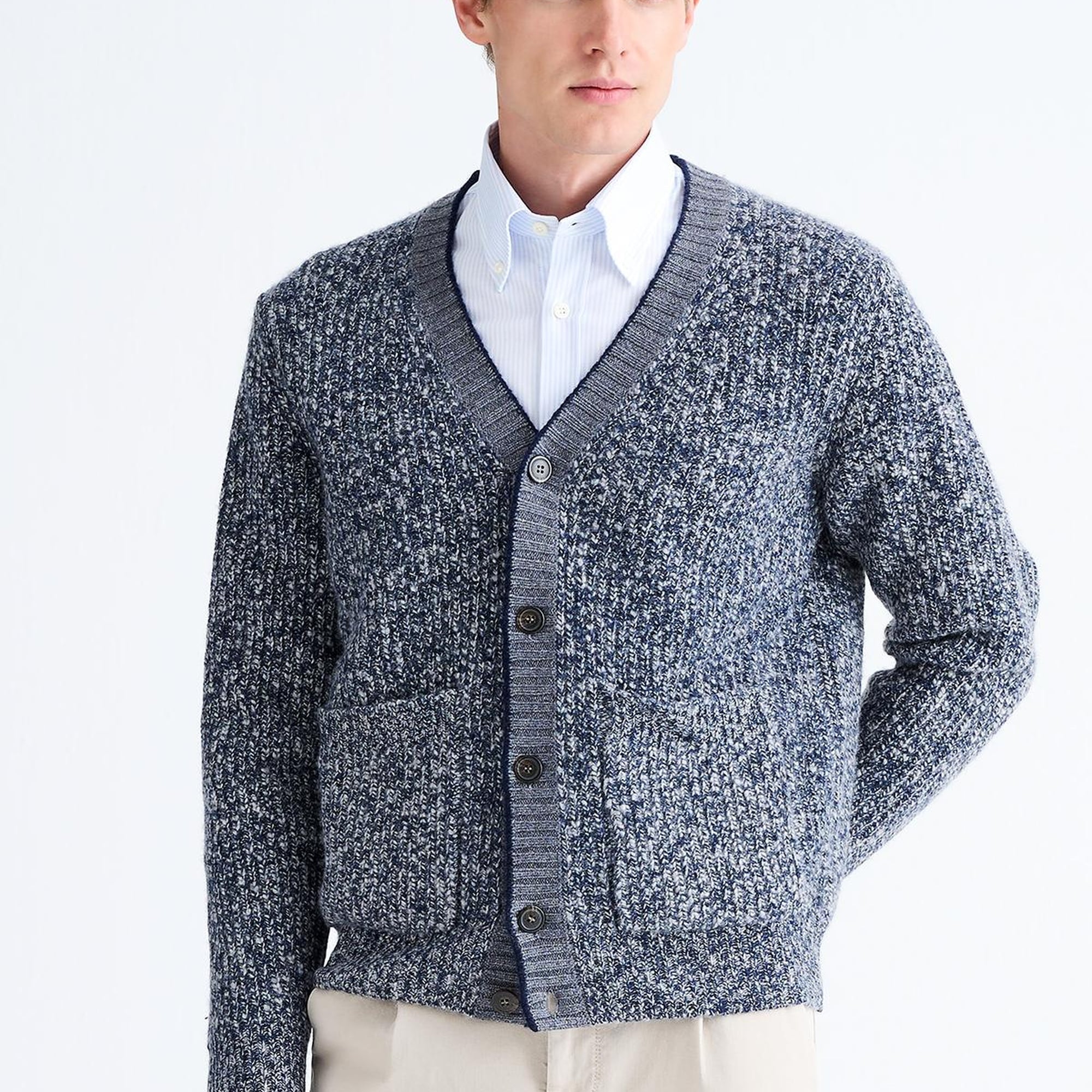 Erkek Mavi Düğmeli Kaşmir Hırka