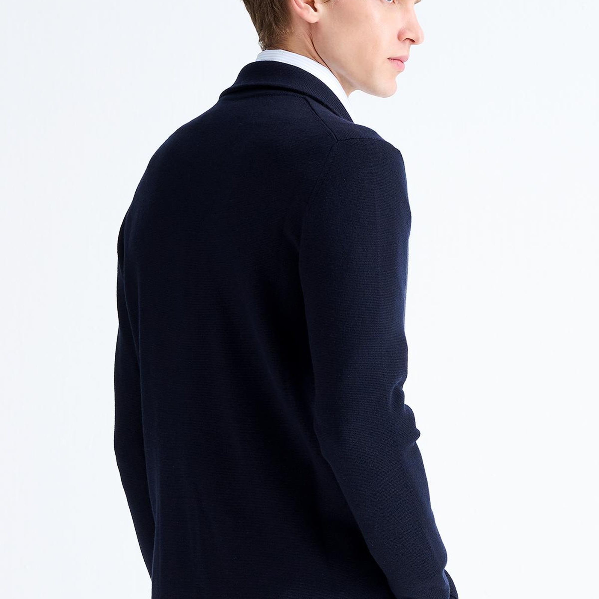 Erkek Lacivert Düğmeli Yün Hırka