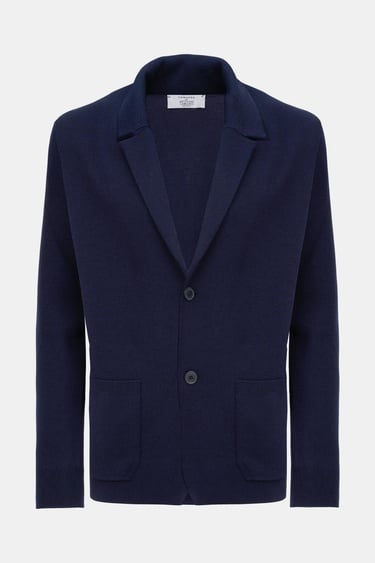  Erkek Lacivert Düğmeli Yün Hırka