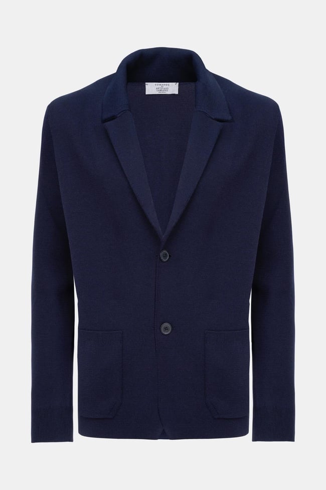  Erkek Lacivert Düğmeli Yün Hırka