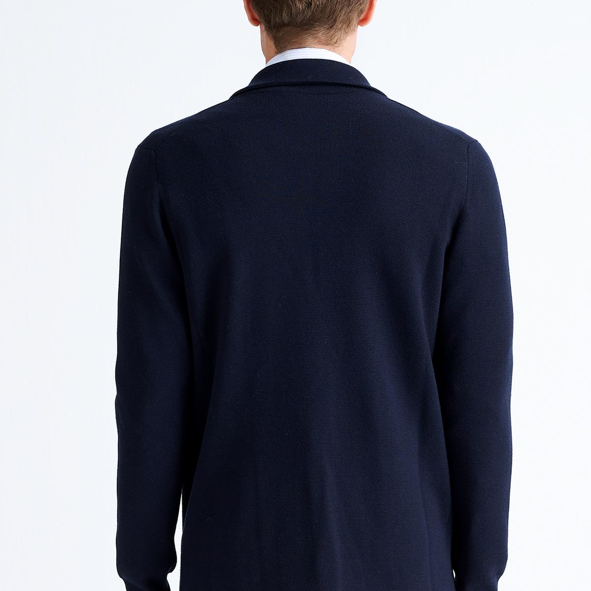 Erkek Lacivert Düğmeli Yün Hırka