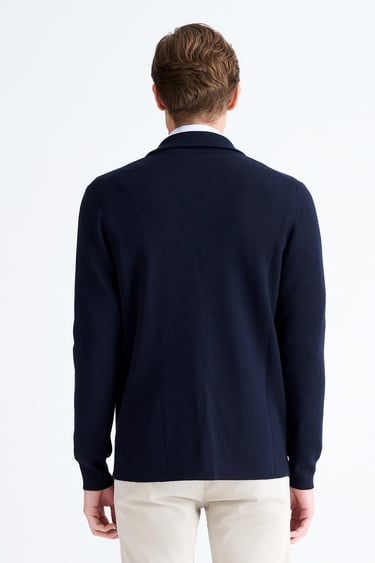  Erkek Lacivert Düğmeli Yün Hırka