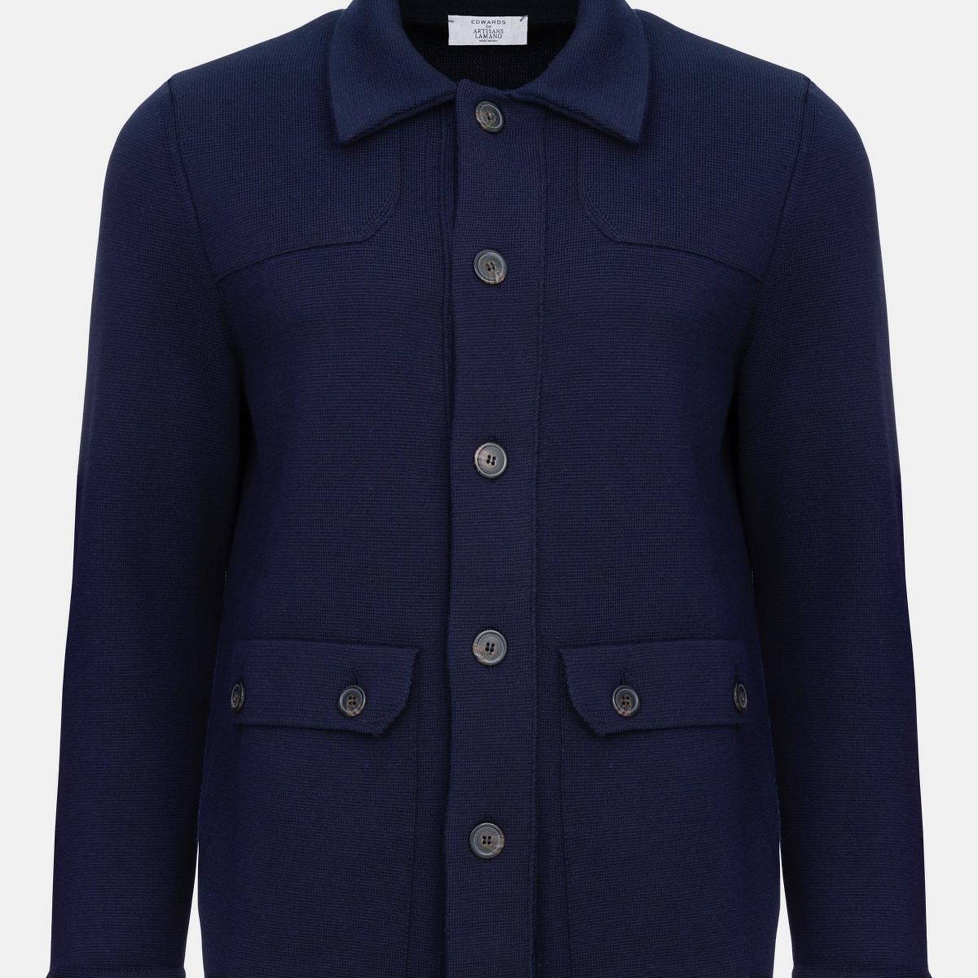 Erkek Lacivert Düğmeli Cep Detaylı Yün Hırka