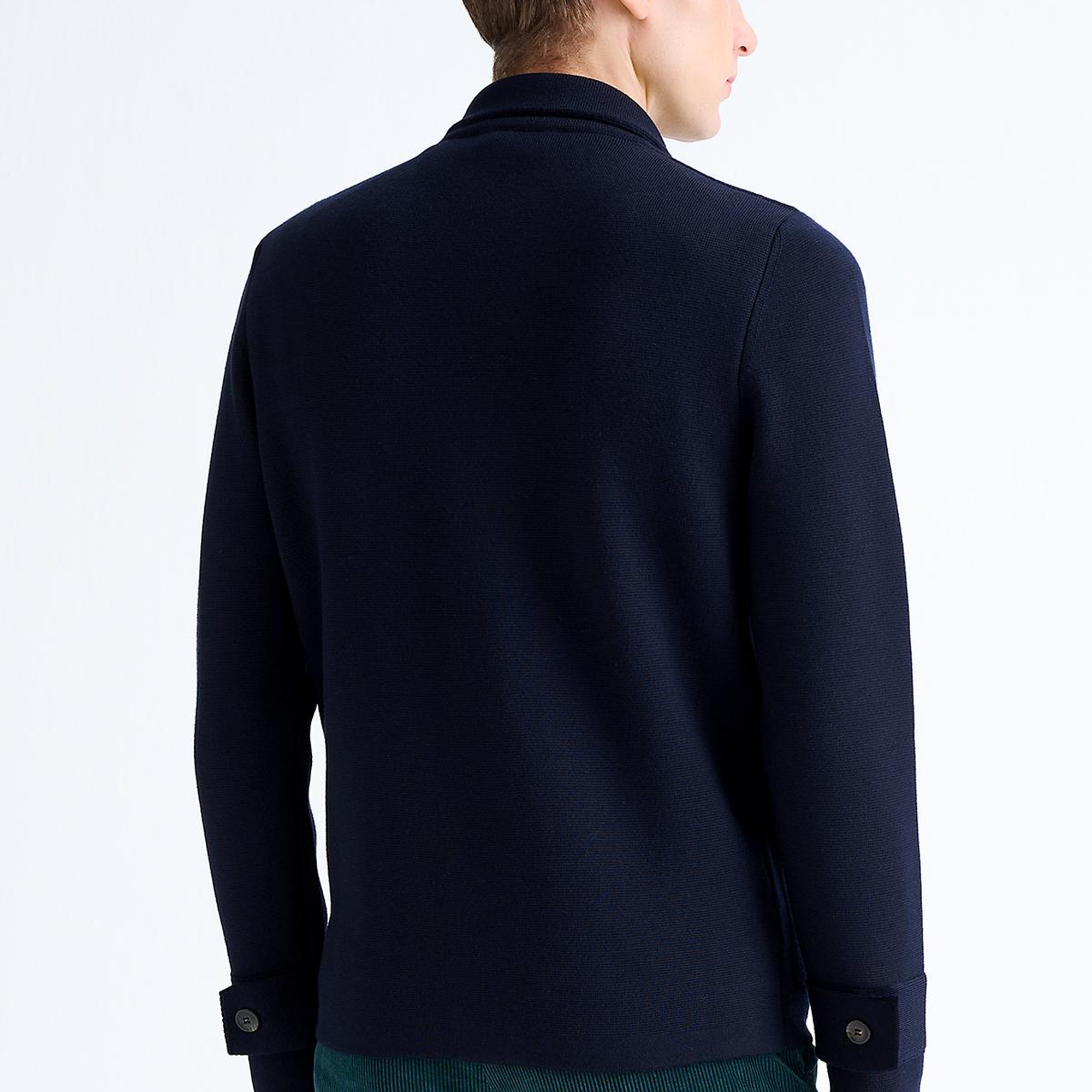 Erkek Lacivert Düğmeli Cep Detaylı Yün Hırka