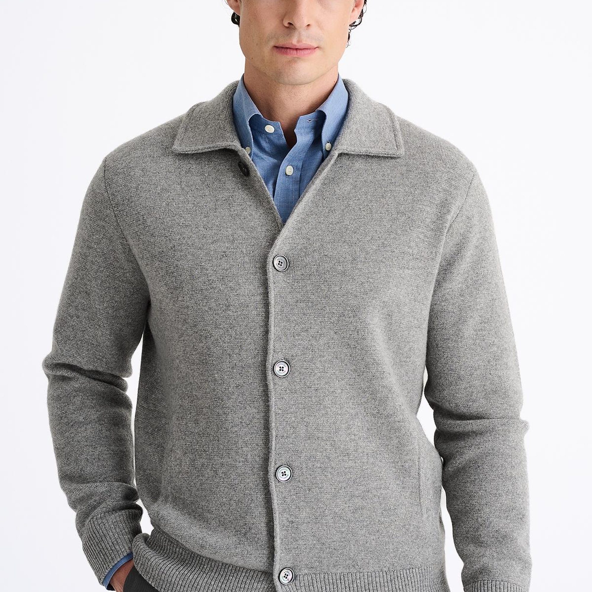 Erkek Gri Kaşmir Triko Ceket