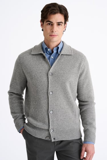  Erkek Gri Kaşmir Triko Ceket