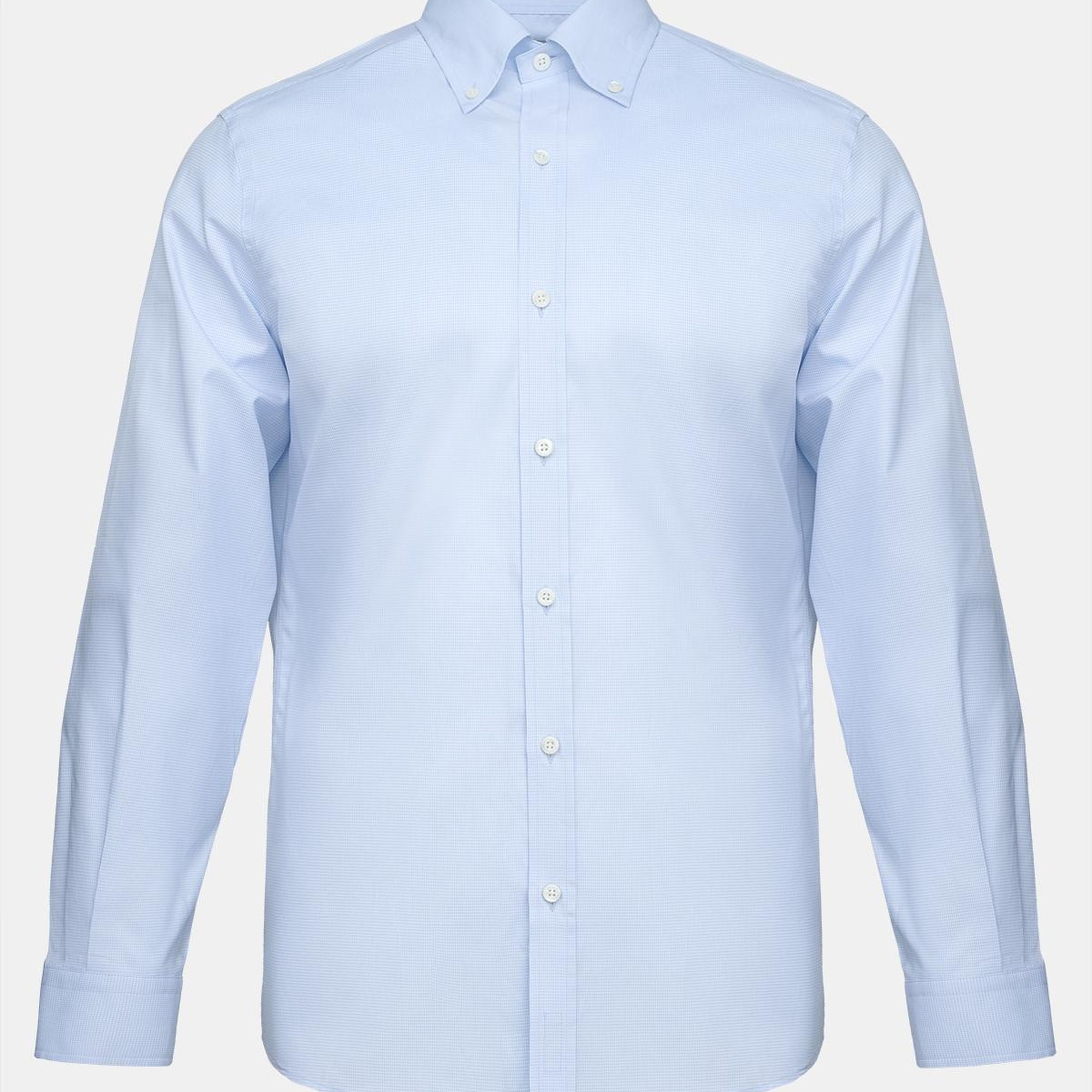 Erkek Mavi Cooper Fit Düğmeli Yaka Klasik Gömlek