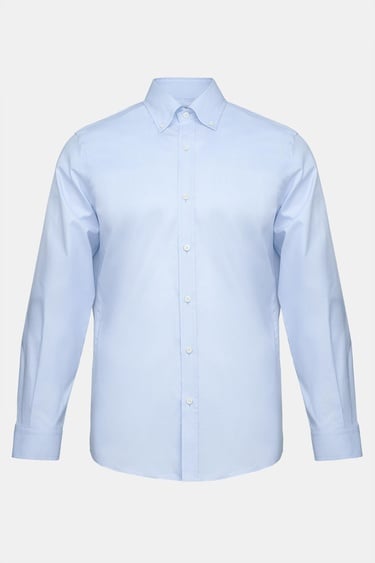  Erkek Mavi Cooper Fit Düğmeli Yaka Klasik Gömlek