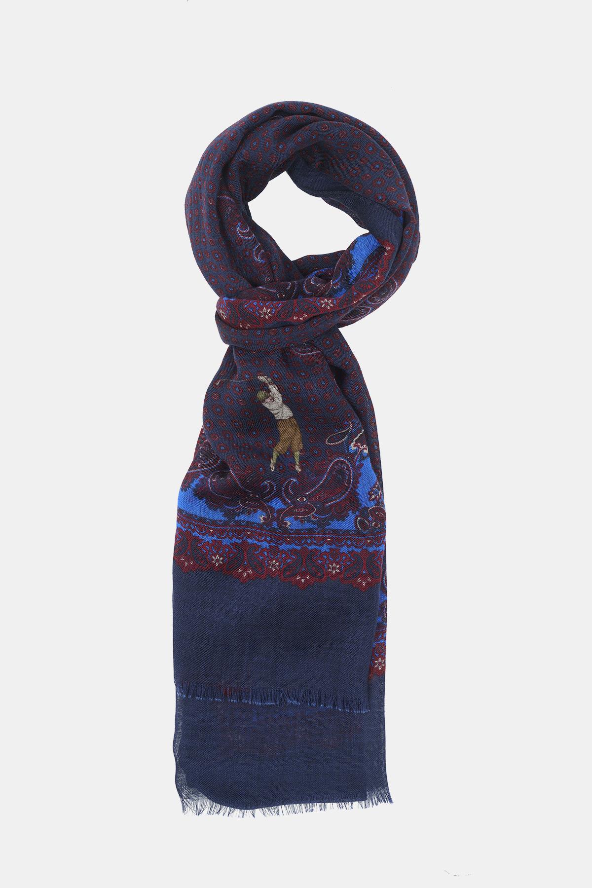  Erkek Lacivert Yün Kaşkol