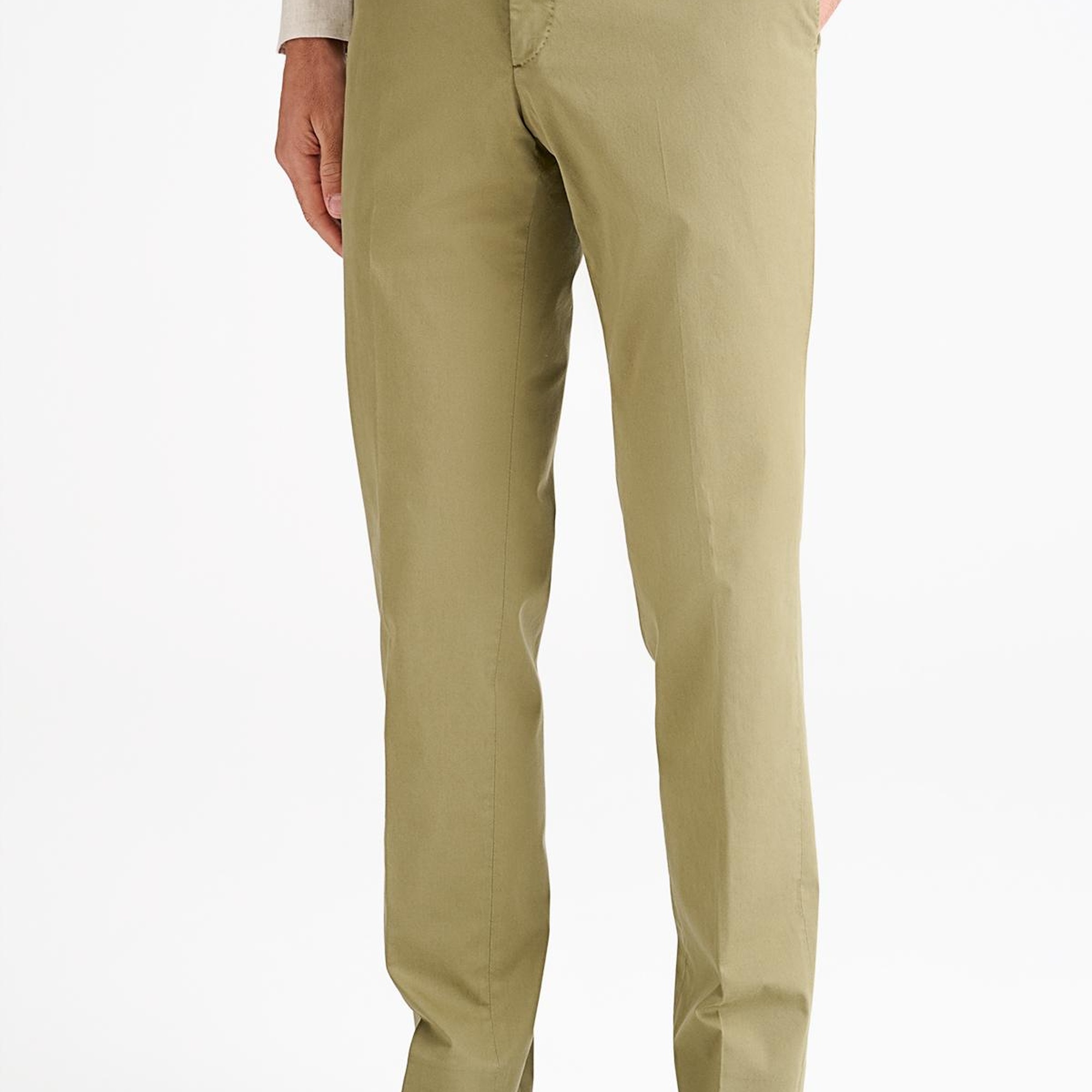 Erkek Yeşil Slim Fit Elastik Bel Bantlı Büzgü İpli Pantolon