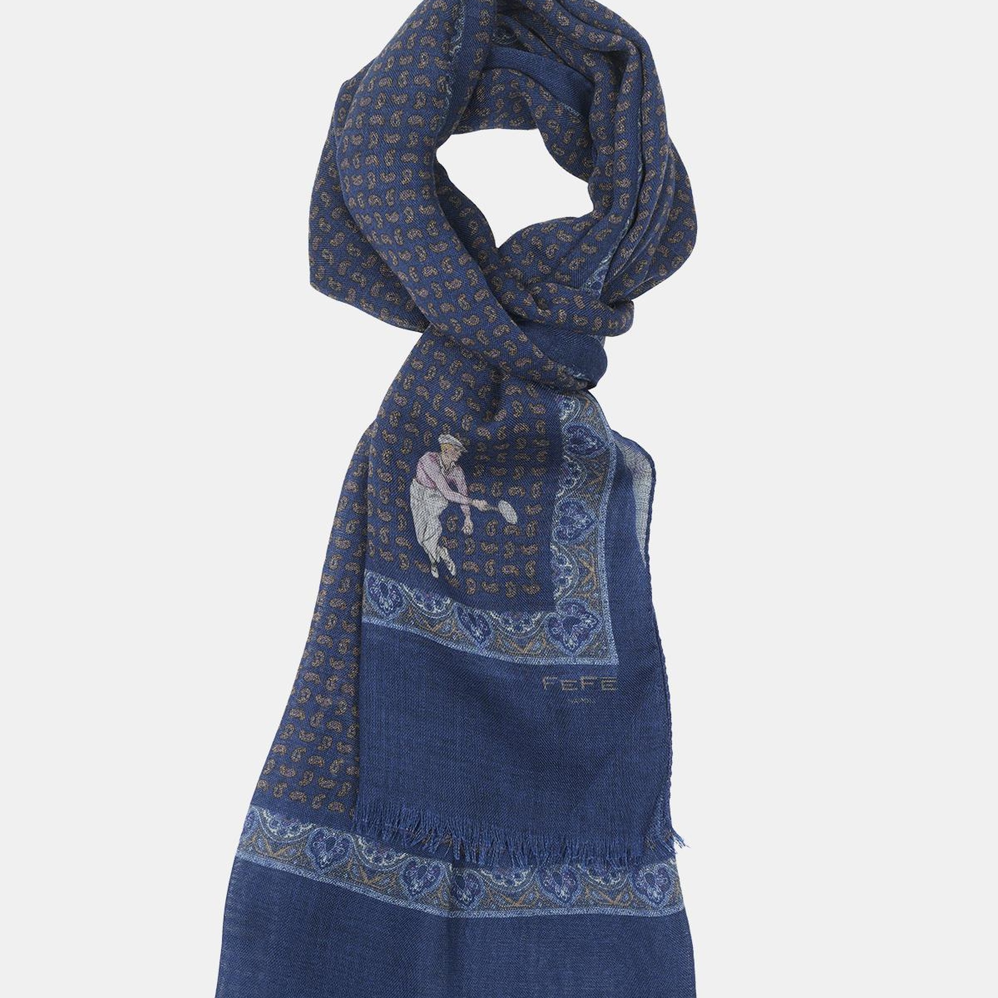 Erkek Lacivert Yün Kaşkol