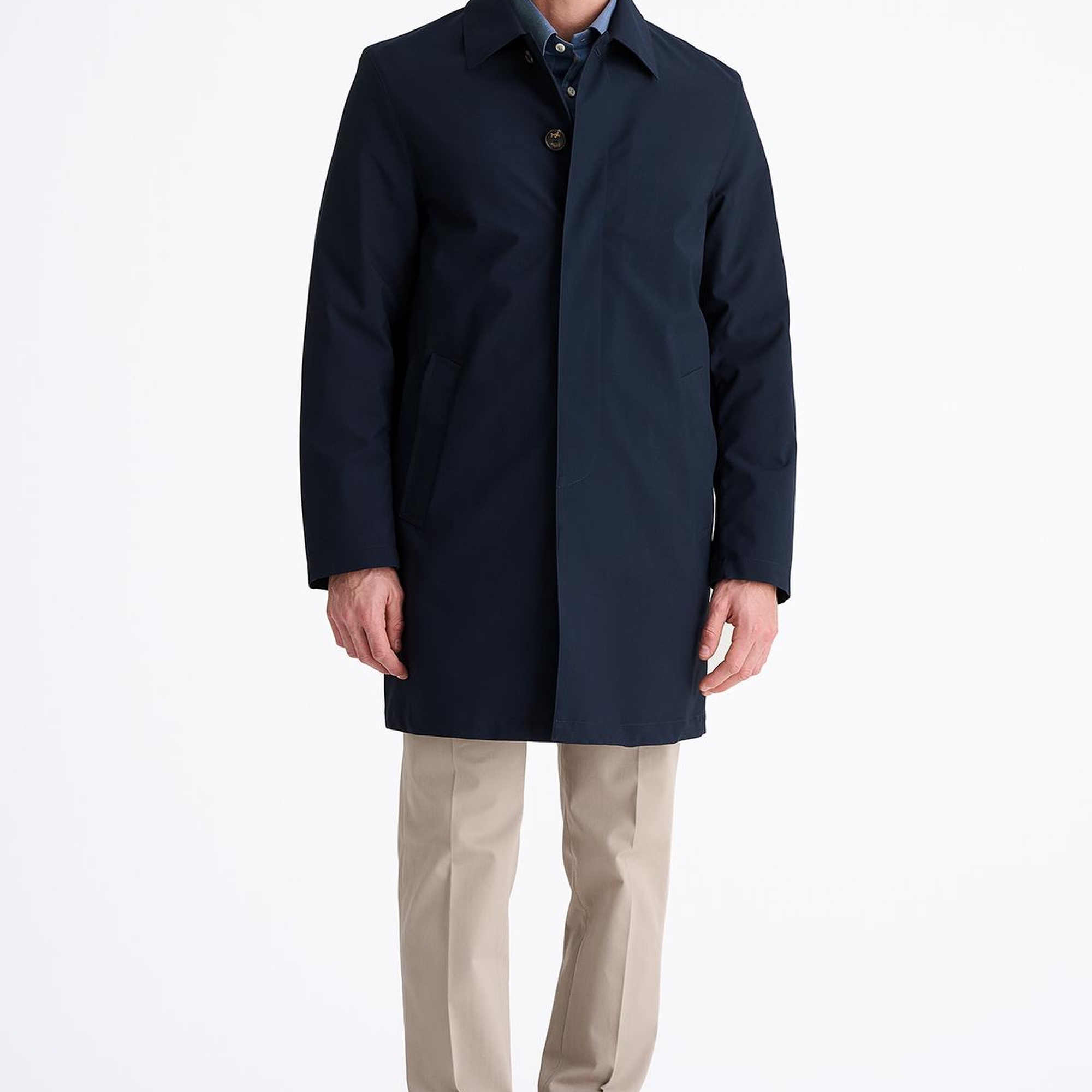 Erkek Lacivert Su Geçirmez Trençkot