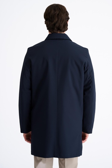  Erkek Lacivert Su Geçirmez Trençkot