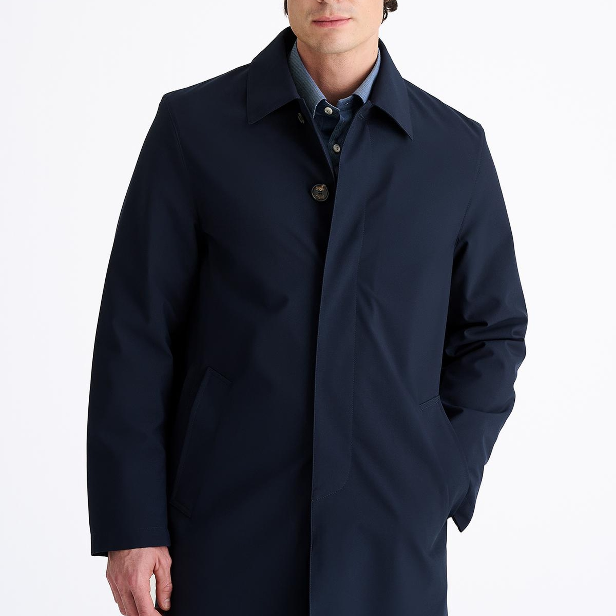 Erkek Lacivert Su Geçirmez Trençkot