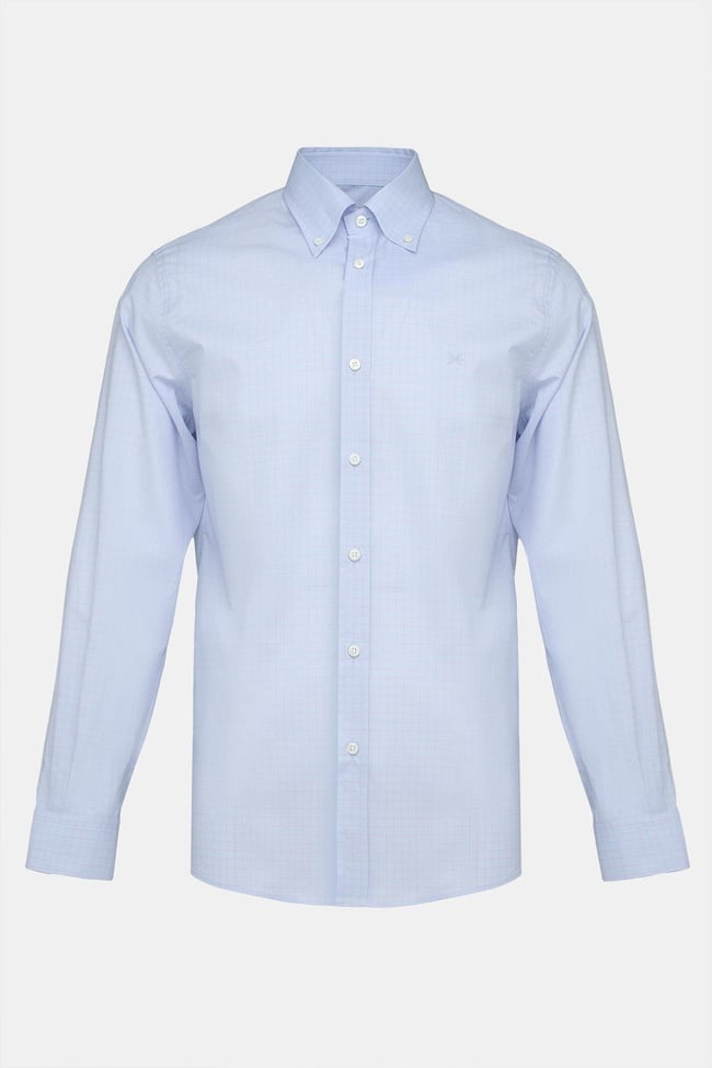  Erkek Mavi Cooper Fit Düğmeli Yaka Kazayağı Spor Gömlek