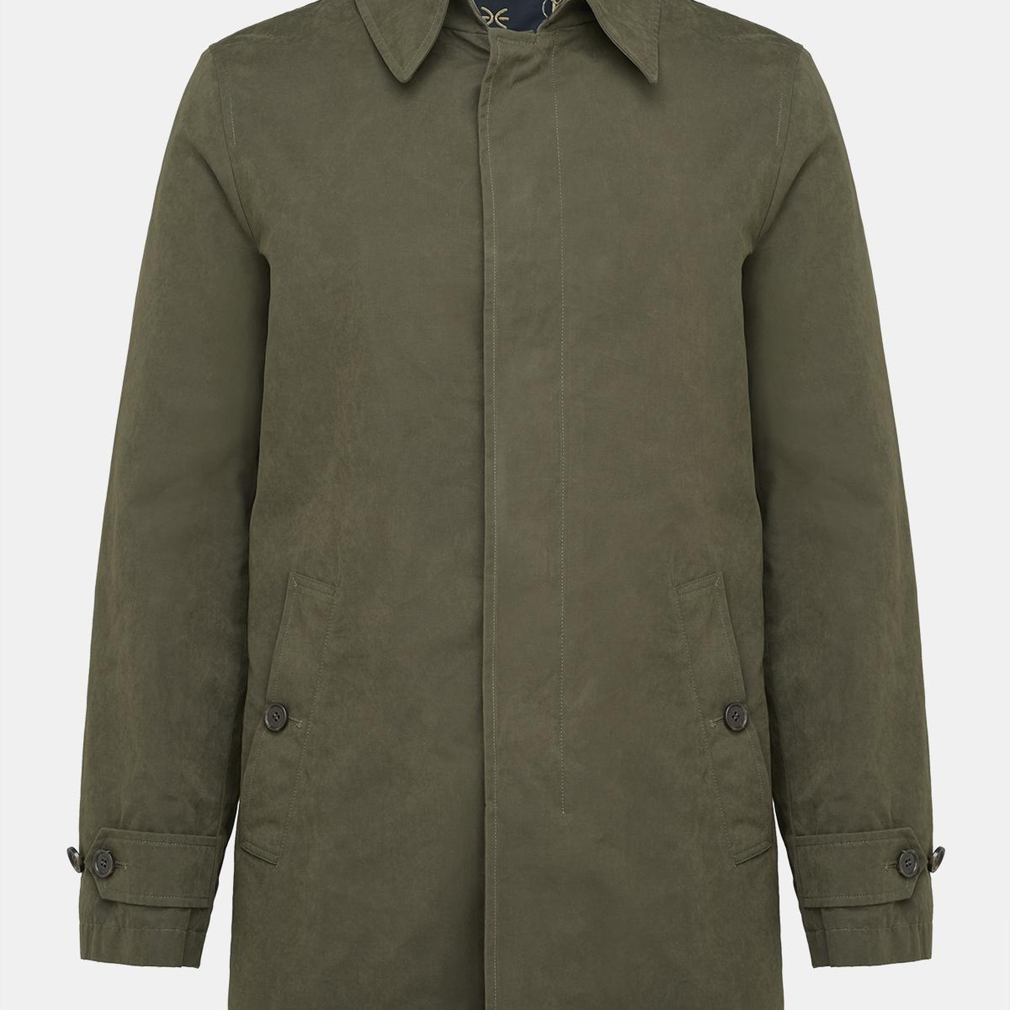 Erkek Koyu Yeşil Su Geçirmez Trençkot