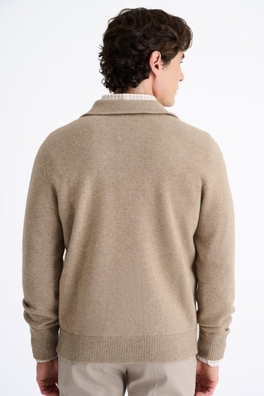  Erkek Bej Kaşmir Triko Ceket
