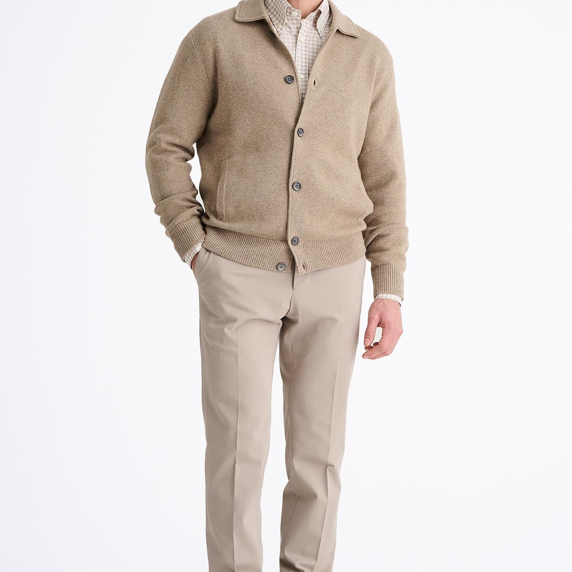 Erkek Bej Kaşmir Triko Ceket