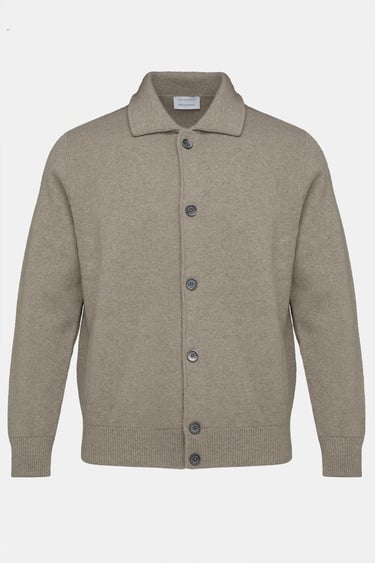  Erkek Bej Kaşmir Triko Ceket