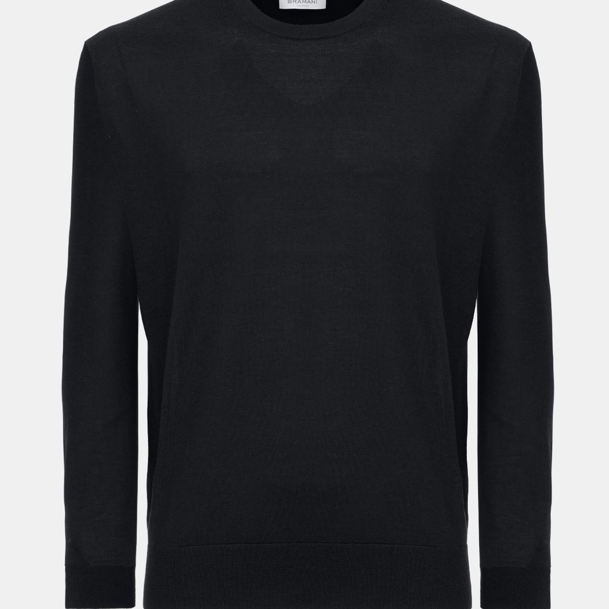 Erkek Siyah Yün Bisiklet Yaka Kazak