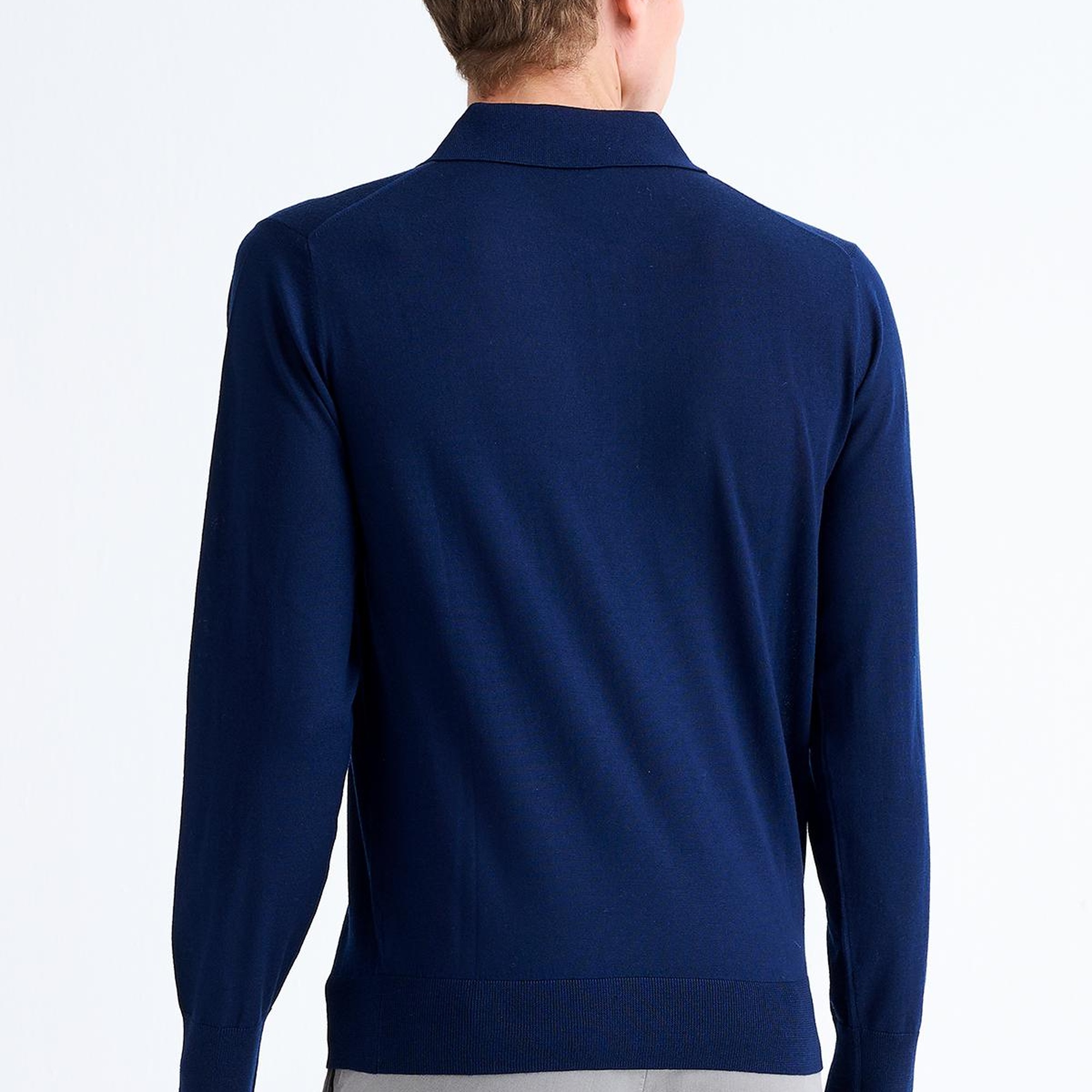 Erkek Lacivert Yün Polo Yaka Kazak