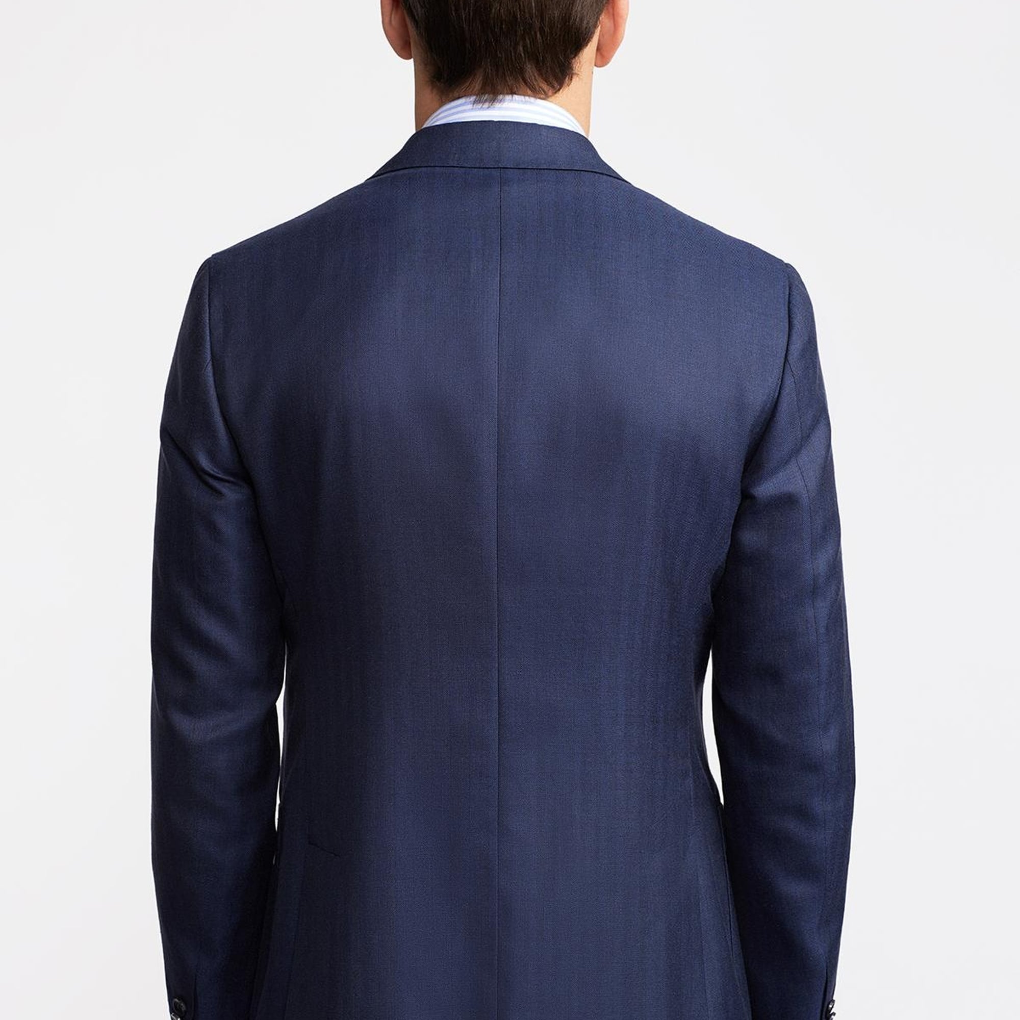 Erkek Lacivert Loro Piana Kumaşıyla Üretilmiş Yün İpek Karışımlı Casual Ceket