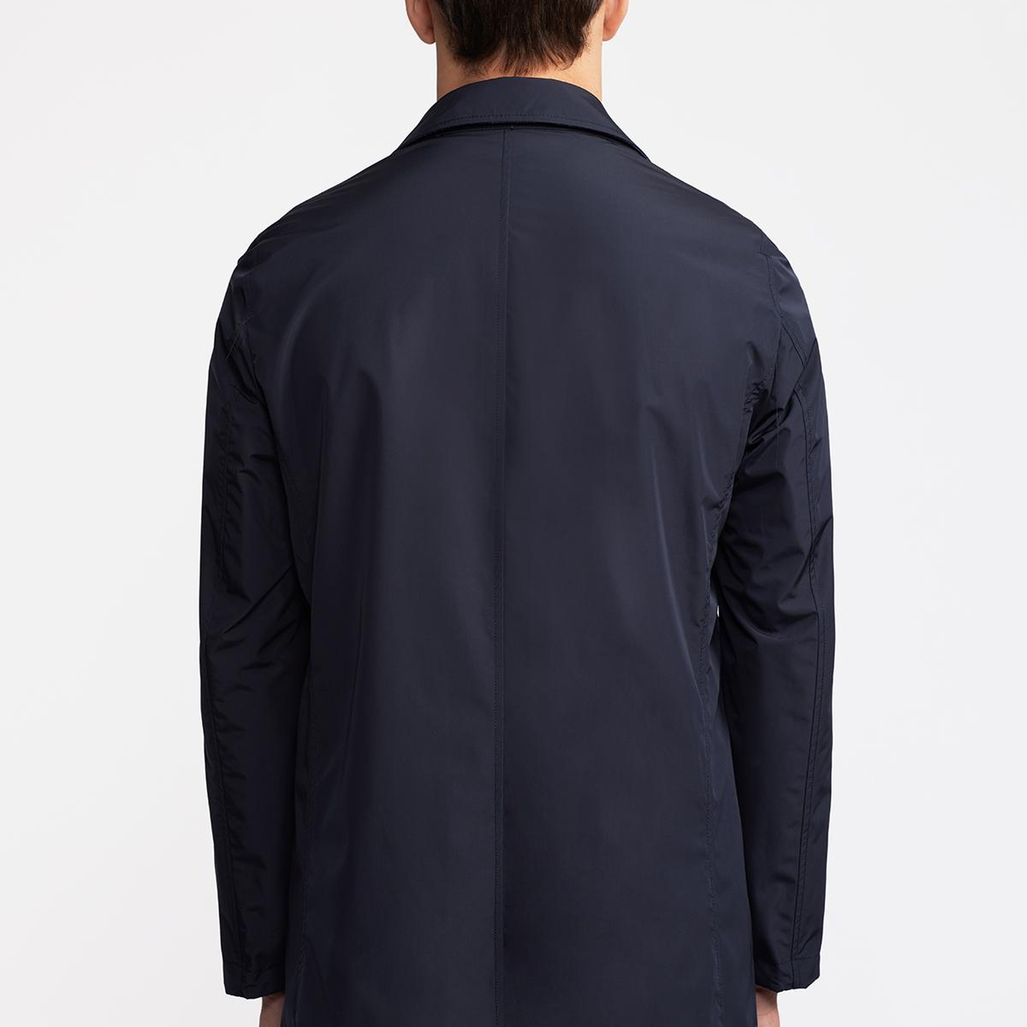 Erkek Lacivert Keten Karışımlı Hafif Trençkot