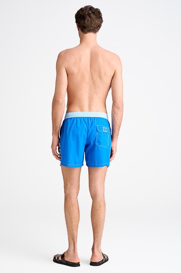  Erkek Mavi Bodrum Desenli Mayo Şort