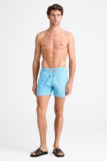  Erkek Turkuaz Desenli Mayo Şort