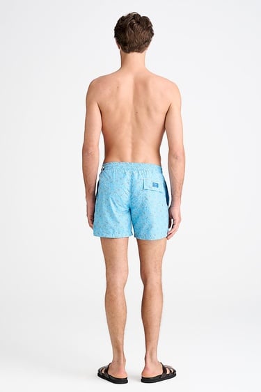  Erkek Turkuaz Desenli Mayo Şort