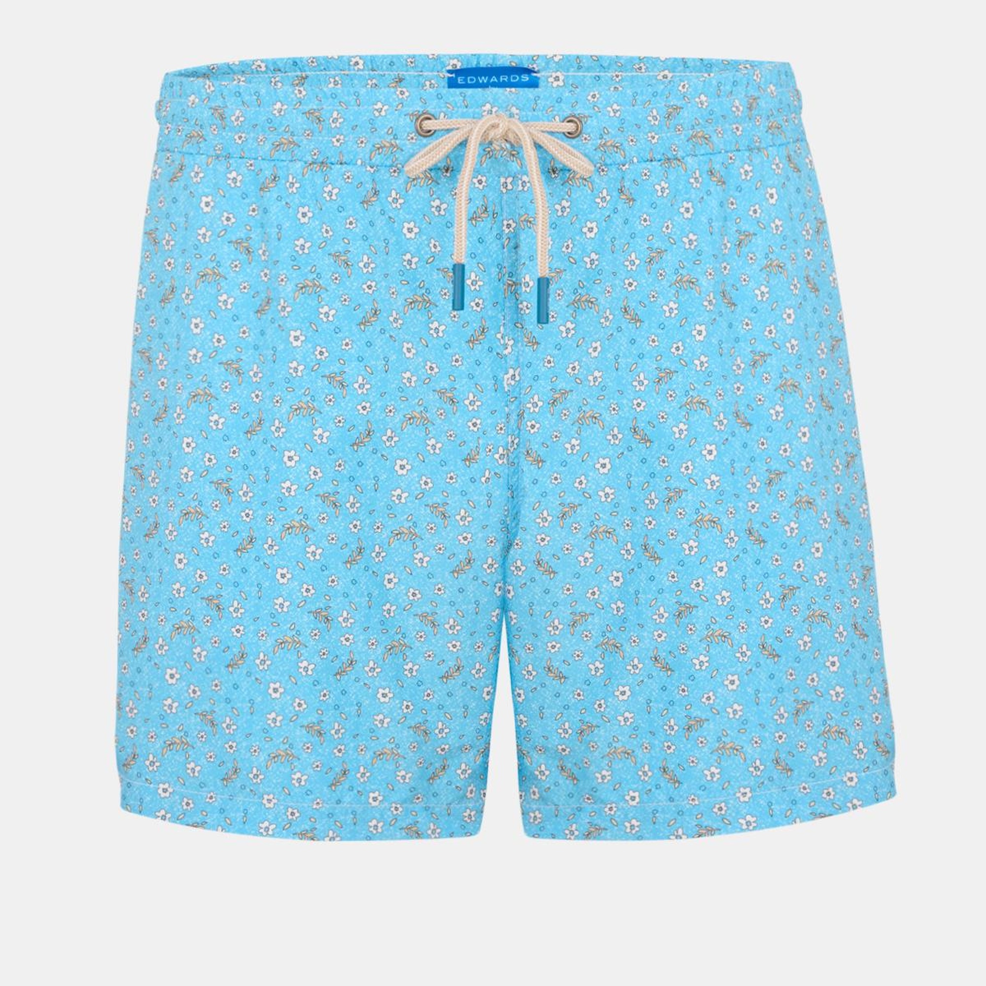 Erkek Turkuaz Desenli Mayo Şort