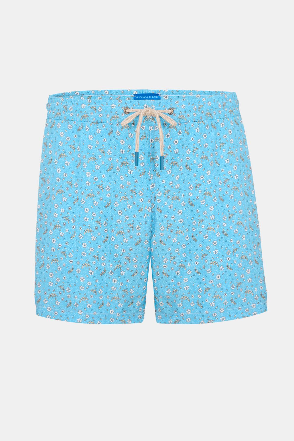  Erkek Turkuaz Desenli Mayo Şort