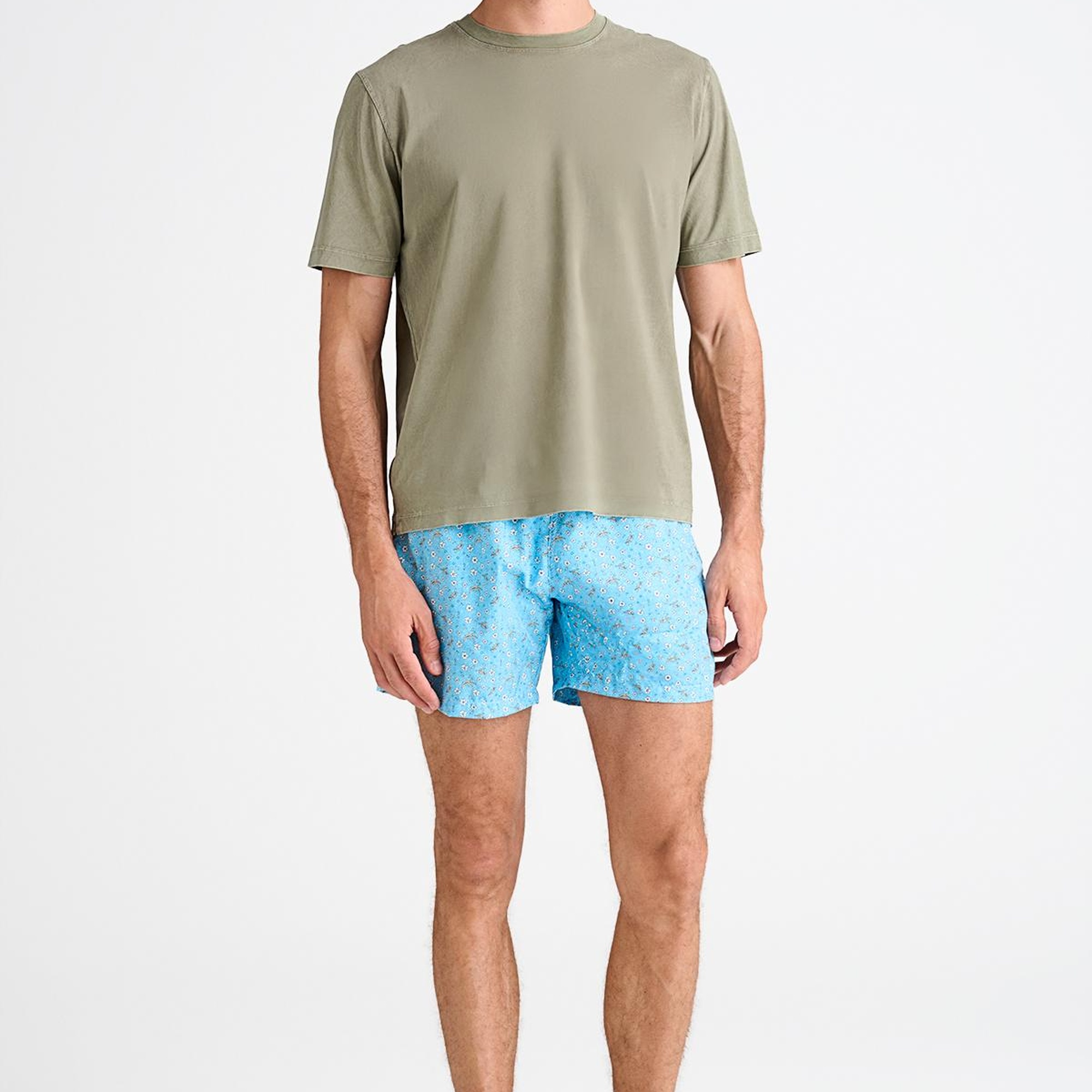 Erkek Turkuaz Desenli Mayo Şort