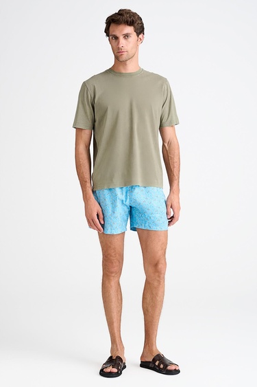  Erkek Turkuaz Desenli Mayo Şort