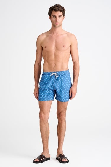  Erkek Turuncu Desenli Mayo Şort