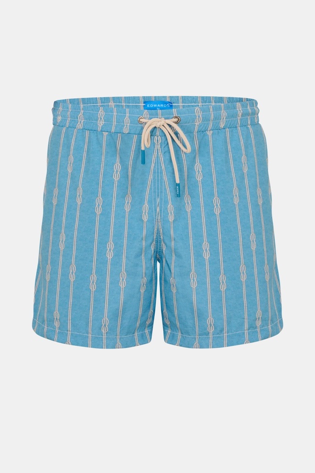  Erkek Mavi Desenli Mayo Şort