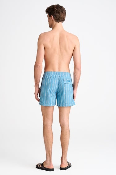  Erkek Mavi Desenli Mayo Şort