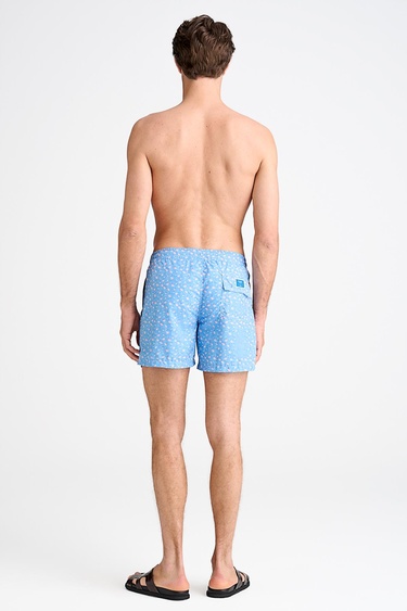  Erkek Mavi Desenli Mayo Şort