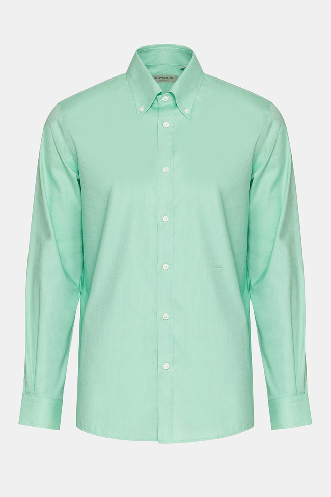  Erkek Yeşil Düğmeli Yaka Cooper Fit Spor Gömlek