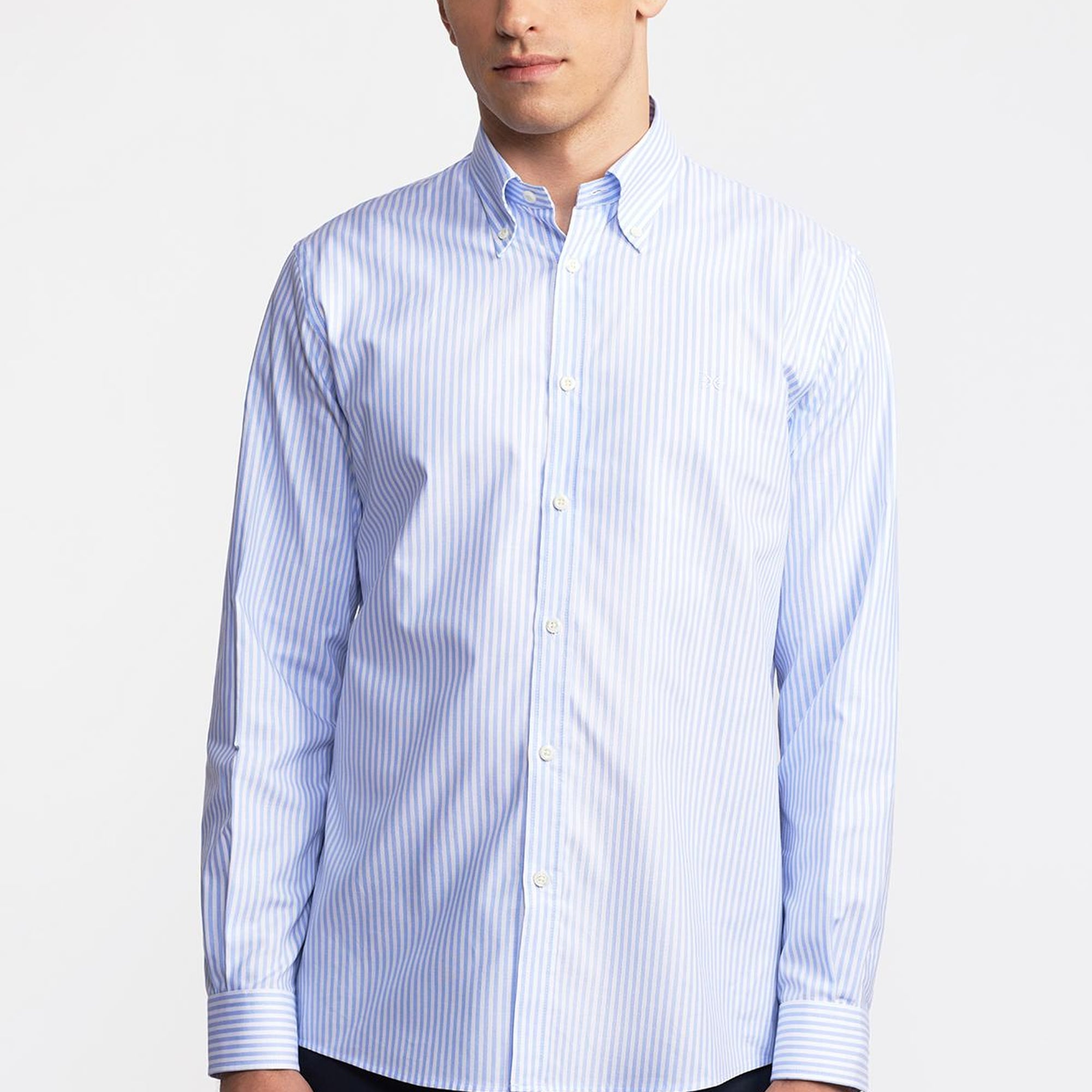 Erkek Açık Mavi Düğmeli Yaka Cooper Fit Oxford Spor Gömlek