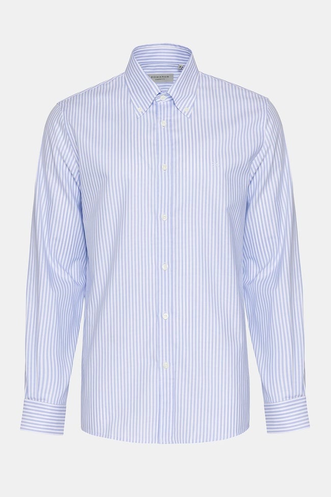  Erkek Açık Mavi Düğmeli Yaka Cooper Fit Oxford Spor Gömlek