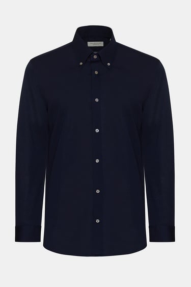 Erkek Lacivert Düğmeli Yaka Cooper Fit Spor Gömlek