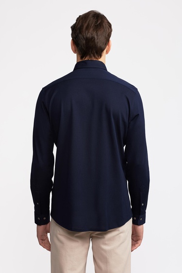  Erkek Lacivert Düğmeli Yaka Cooper Fit Spor Gömlek