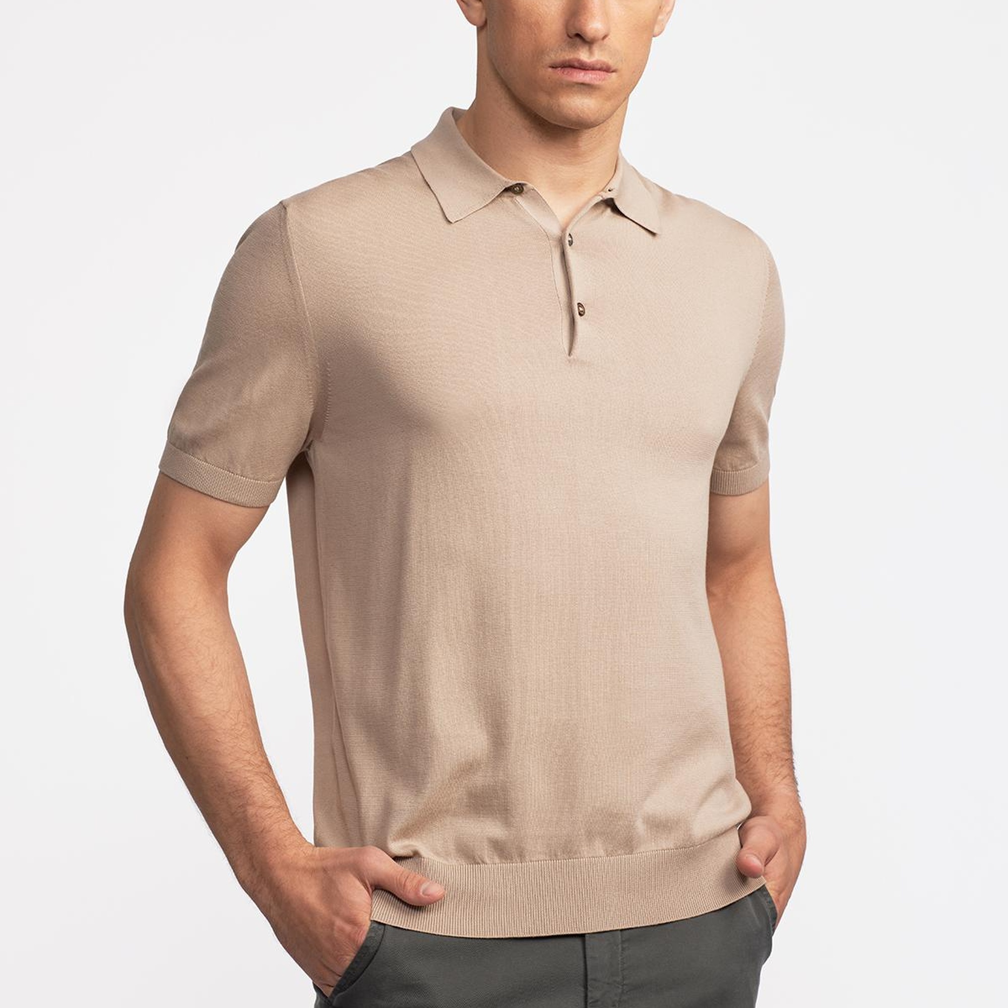 Erkek Bej Polo Yaka Kazak