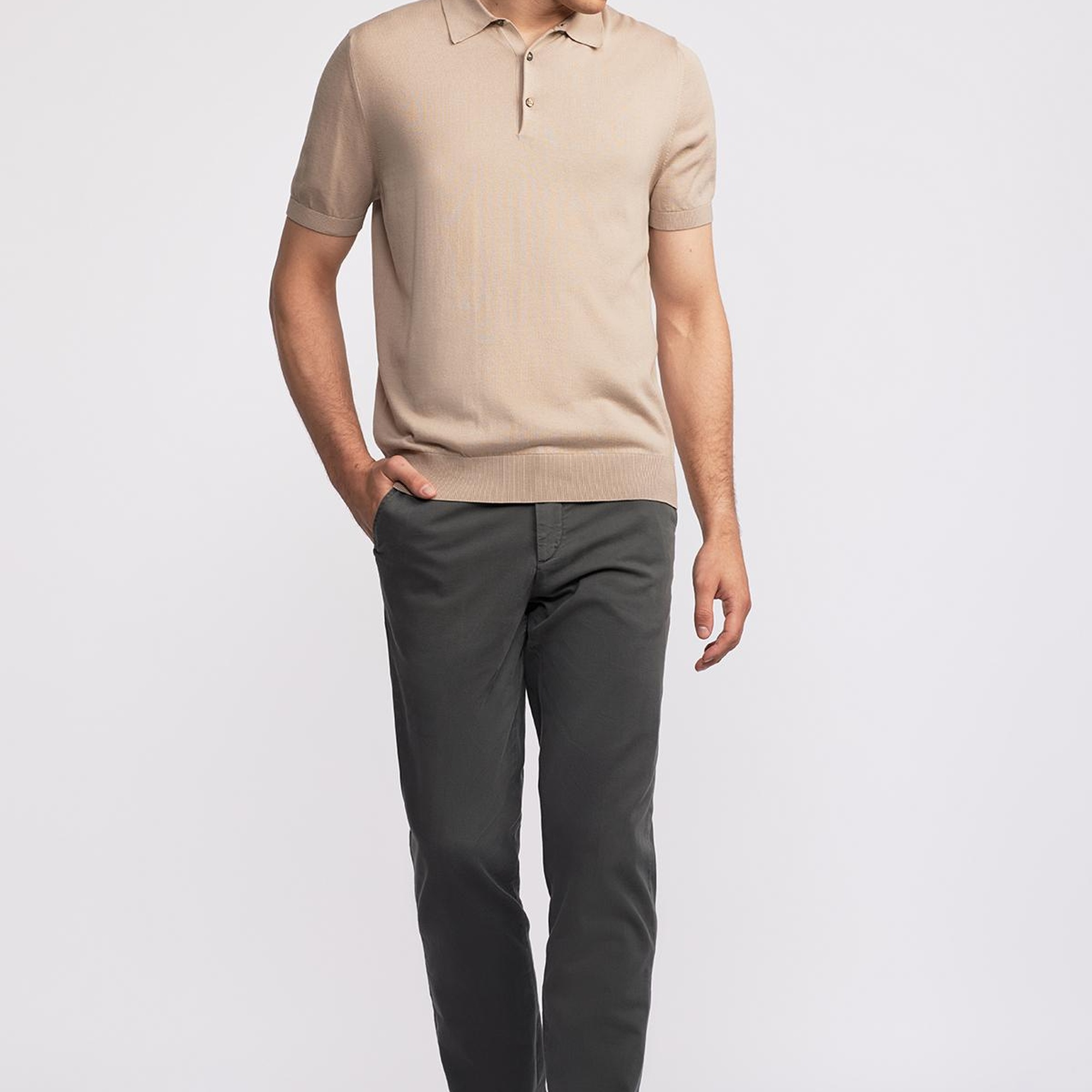 Erkek Bej Polo Yaka Kazak