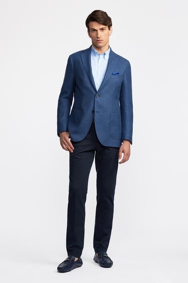  Erkek Delfino Lacivert Keten Ceket