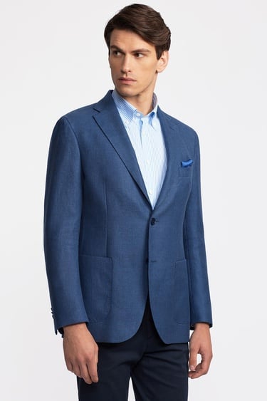  Erkek Delfino Lacivert Keten Ceket